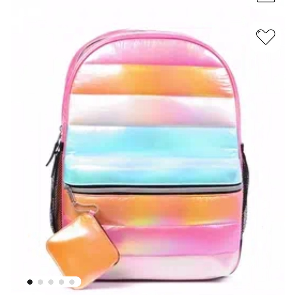 Kids Rainbow Stripe Pink Backpack with Pouch